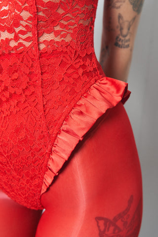 5 left - The Acrobat Red Lace Teddy