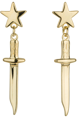 14K Gold Fill Star Dagger Dangle Earrings