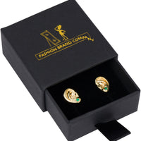 Ears wearing Emerald Earrings Stud Earrings 14K Gold filled