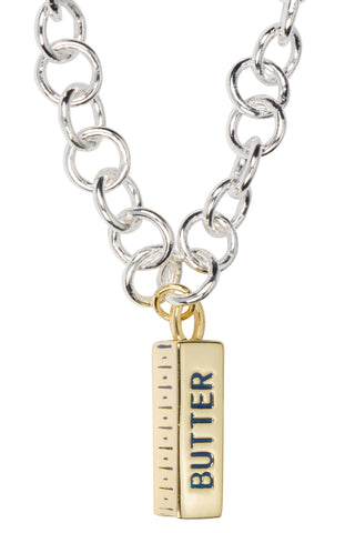 Butter 14K Gold Fill Charm Necklace Sterling Silver Loop Chain