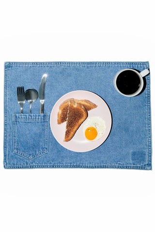 Set of 4 Denim Placemats Light wash