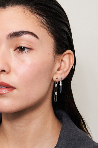 Sterling Silver Star Dagger Dangle Earrings