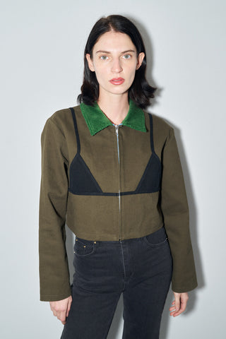 Bikini Bod Canvas Construction Crop Jacket
