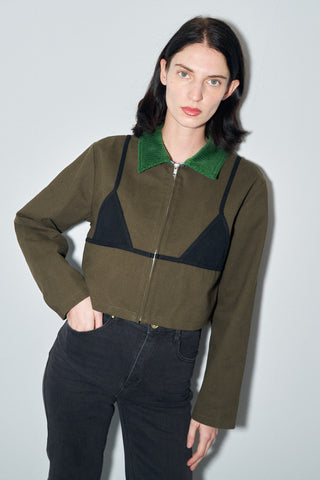 Bikini Bod Canvas Construction Crop Jacket