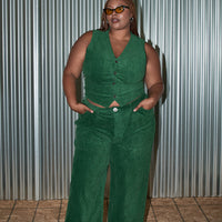 Unisex Poison Green Corduroy Vest
