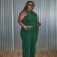 Unisex Poison Green Corduroy Vest