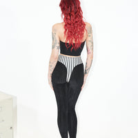 Criminal Crotch Thong Velvet Leggings Black/White