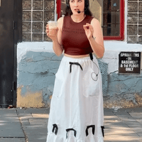 Fancy Lady White Linen Petticoat Bows Skirt