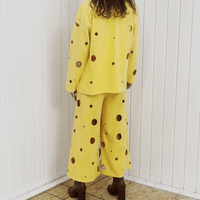 Swiss Cheese Linen Wide Leg Trousers