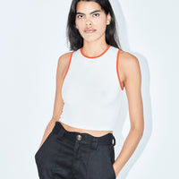 Tencel Rib Crop Tank White/Red