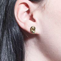 Ears wearing Emerald Earrings Stud Earrings 14K Gold filled