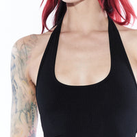 Black Tencel Halter Dress