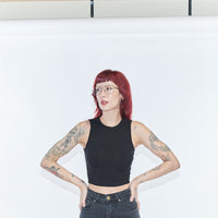THE BITCH FELL OFF Tencel Rib Crop Tank