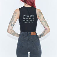 THE BITCH FELL OFF Tencel Rib Crop Tank
