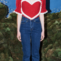 Valentine Puff Sleeve Crop Top