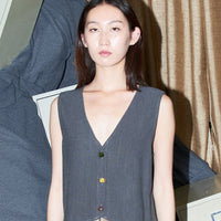 LUCKY M’lady Linen Vest Charcoal