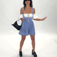 Milk Maid Linen Mini Dress Light Blue