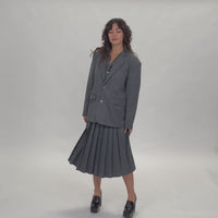 Gray Pleated Business Skirt