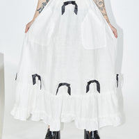 Fancy Lady White Linen Petticoat Bows Skirt