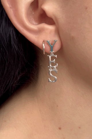 Sterling Silver YES Dangle Earring