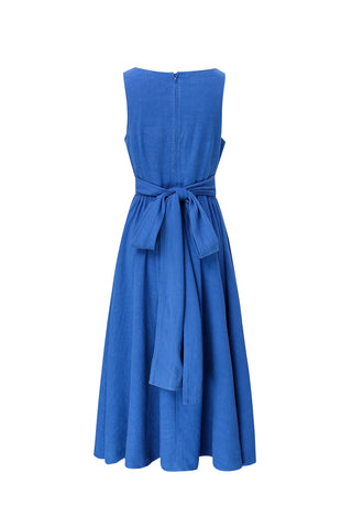 Farm Chores Dress Thick Linen French Blue