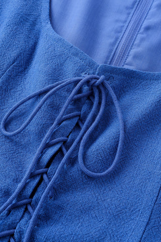 Farm Chores Dress Thick Linen French Blue