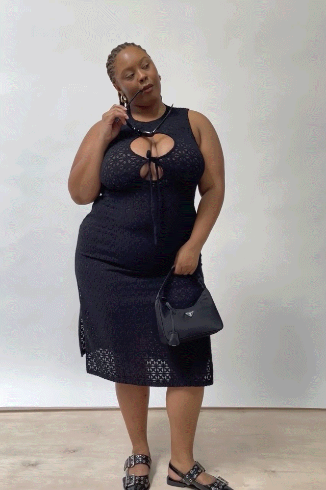 Hole-y Black Lace Midi Dress