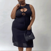 Hole-y Black Lace Midi Dress