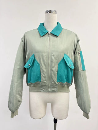 SAMPLE #300 - S Patch Pocket Bomber Jacket - Mint / Teal