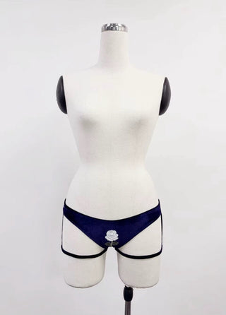 SAMPLE #304 - XS/S Pricess Di Bear Low Waist Velvet Garter Briefs - Purple