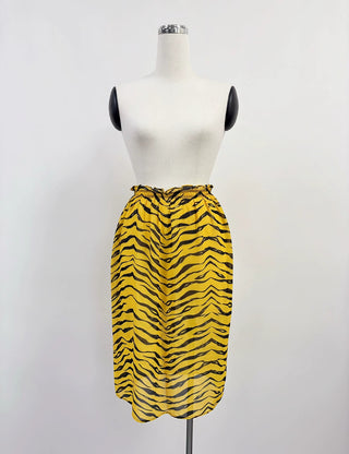 SAMPLE #310 - S Chiffon Sheer Midi Skirt - Tiger Stripe