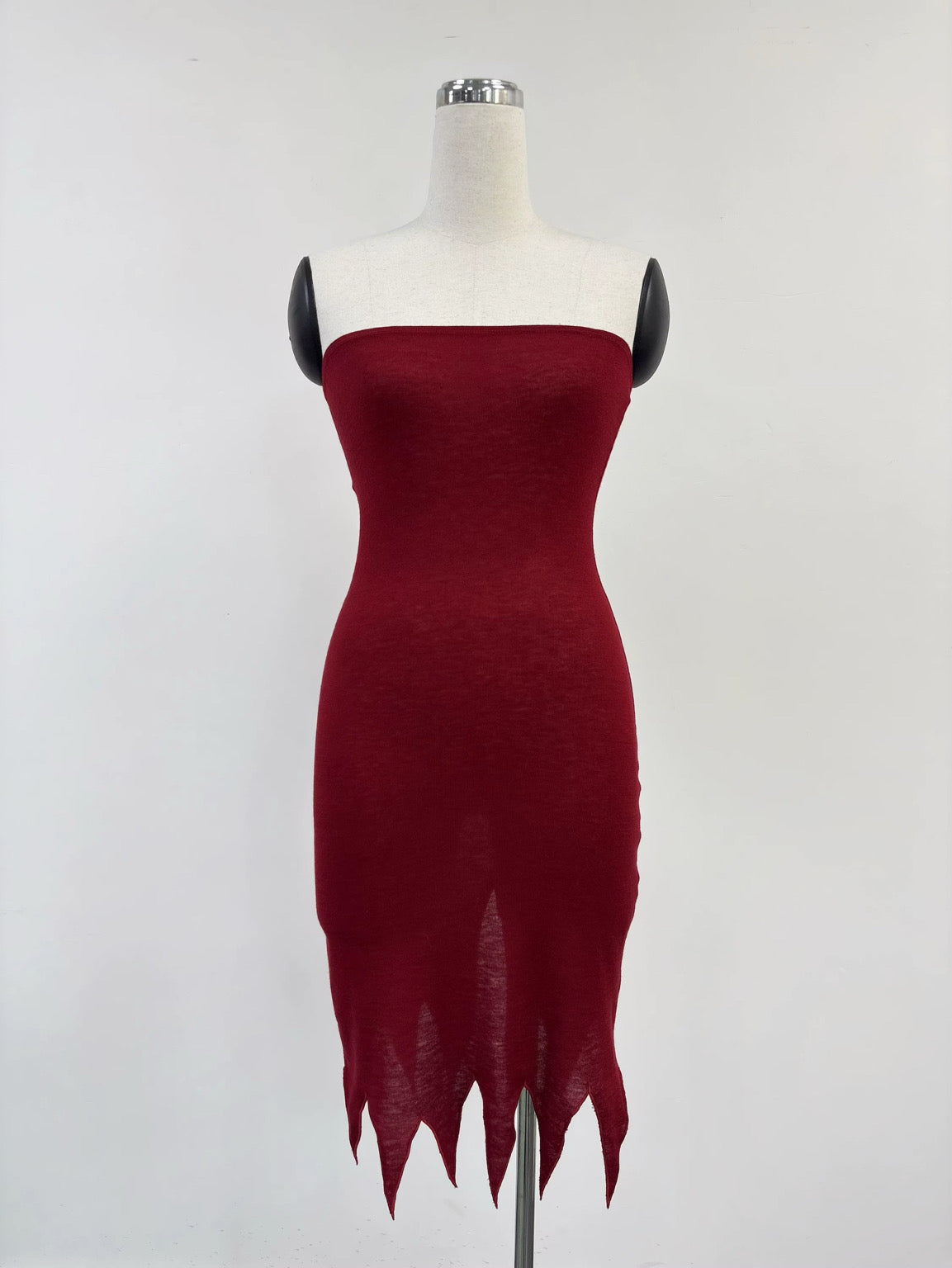 SAMPLE #316 - S Wool Blend Tattered Hem Tube Dress