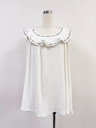 SAMPLE #321 - S Pammy Ruffle Swing Shift Mini Dress - White