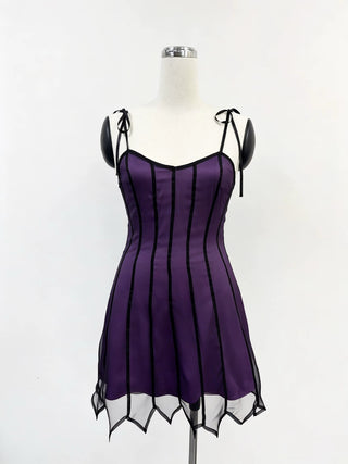 SAMPLE #342 - S Spirit Halloween Silk Witch Dress - Purple / Black