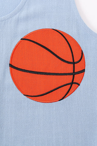 Basketball Boobs Soft Linen Crop Tank Blue