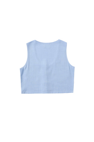 Basketball Boobs Soft Linen Crop Tank Blue