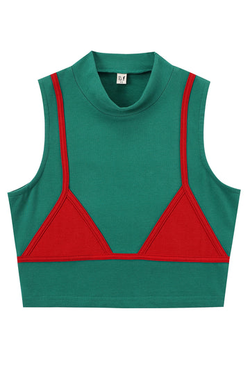 Bikini Bod Crop Top Green/Red