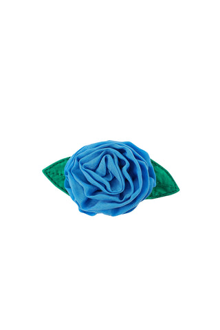 Blue Cupro Rosette Hair Clip