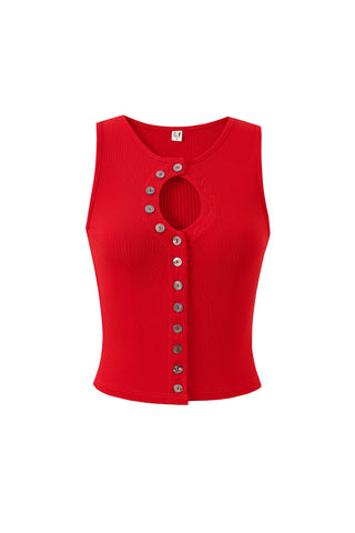Unbuttoned Tencel Rib Tank Top Maraschino