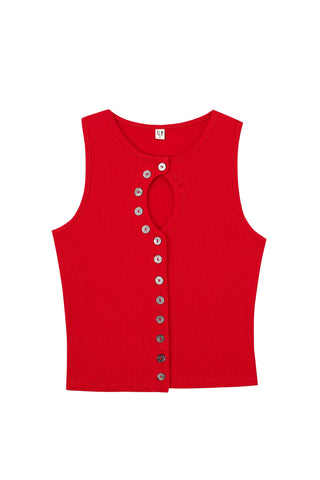 Unbuttoned Tencel Rib Tank Top Maraschino