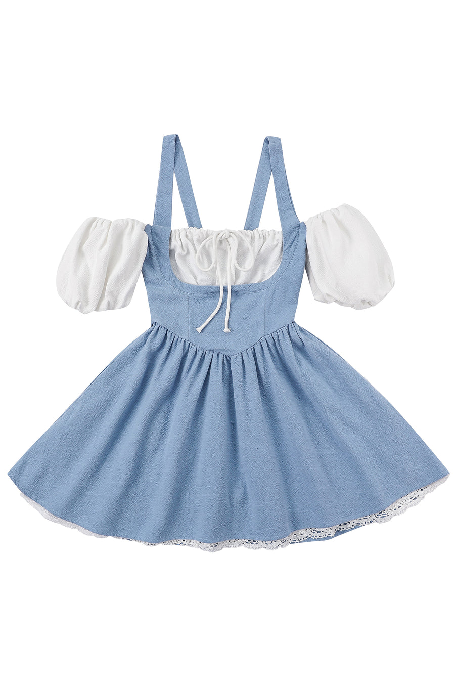 Milk Maid Linen Mini Dress Light Blue