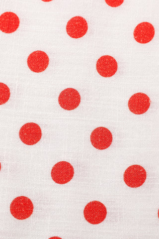 Soft Linen Babydoll Mini Dress Red Polka Dot