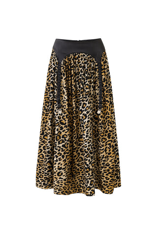Garter Skirt Soft Linen Black/Leopard