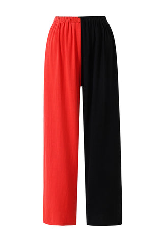 Vest & Pants Soft Linen Lazy Pants Set Red/Black