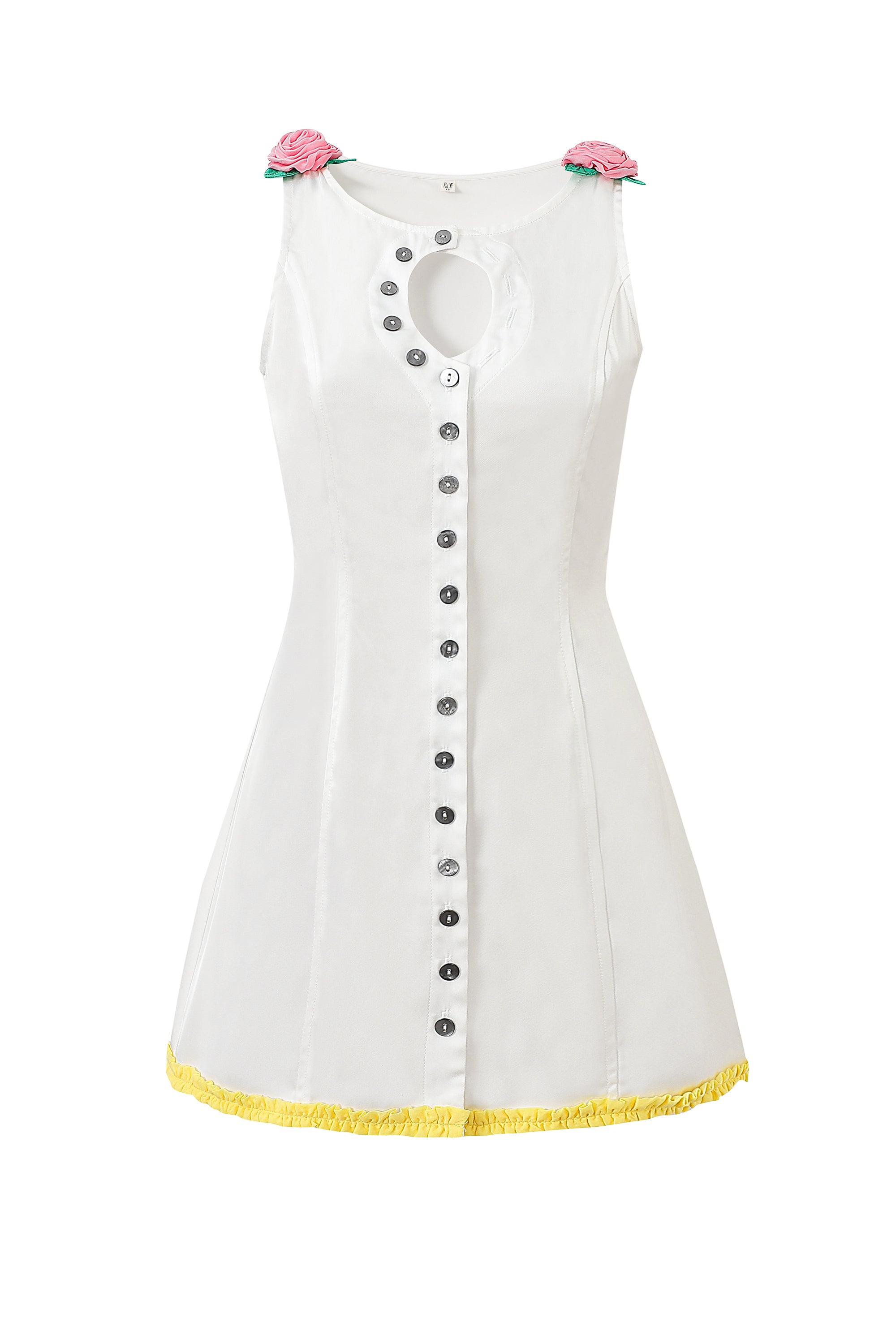 Frosted Cake Unbuttoned Mini Dress XL / White Frosted Cake Unbuttoned Mini Dress XL / White