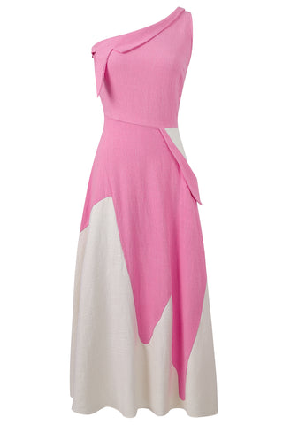 Step Sister Attack Linen Gown Pink/White