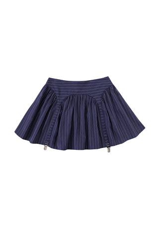 Mini Garter Skirt Tencel Navy Stripe