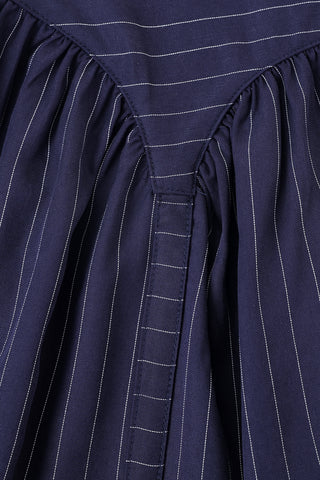 Mini Garter Skirt Tencel Navy Stripe