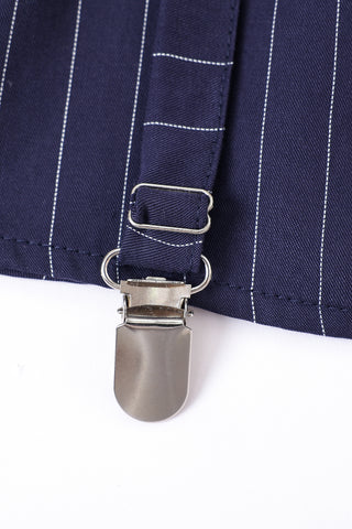 Mini Garter Skirt Tencel Navy Stripe