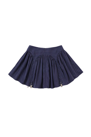 Mini Garter Skirt Tencel Navy Stripe